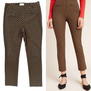 The Essential Slim by Anthropologie Brown & Black Cropped Workwear Trousers US 4